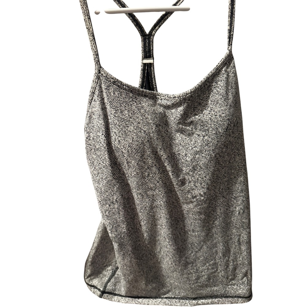 Lululemon Racerback Tank Top Shelf Bra Space Dye Heathered Gray Black Women